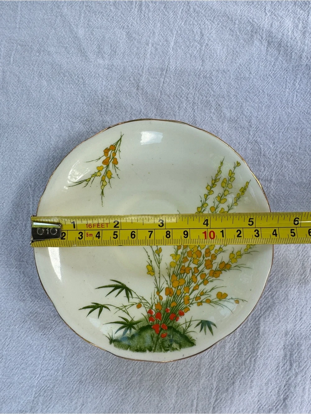 Vintage Royal Stafford Bone China Teacup & Saucer BROOM Pattern Made in England